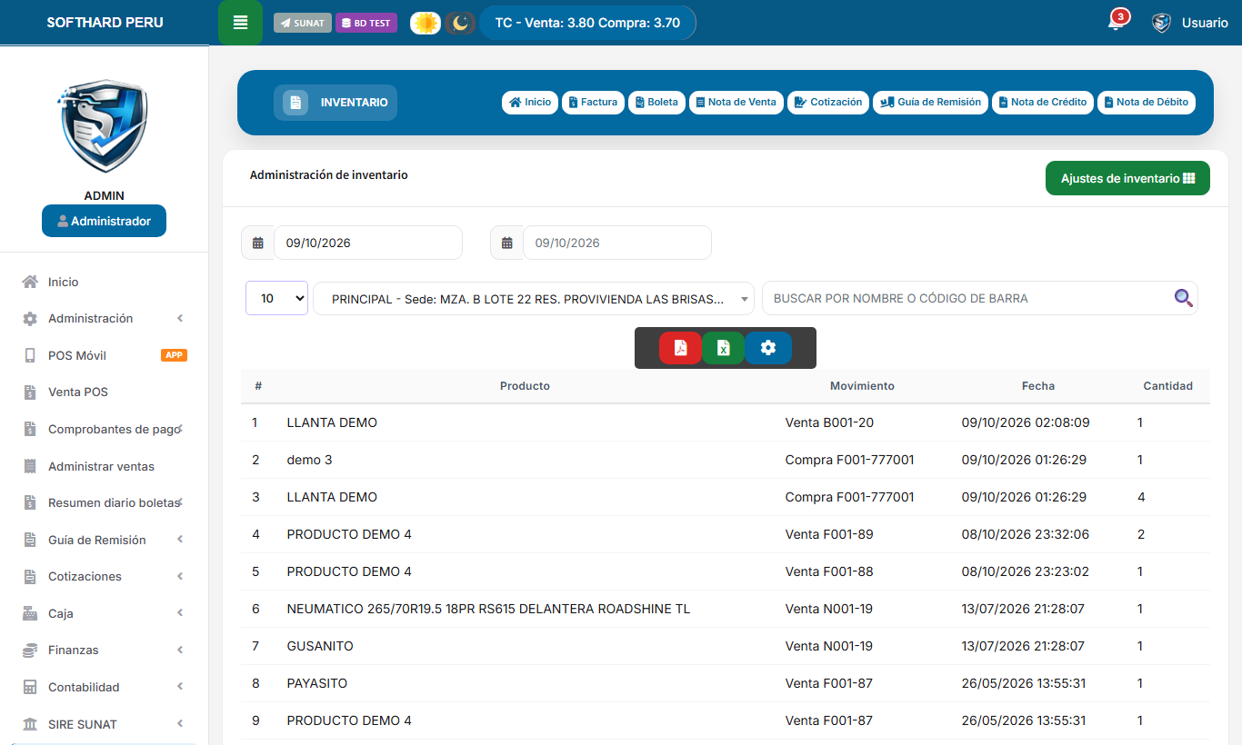 Control de inventario con alertas de stock mínimo